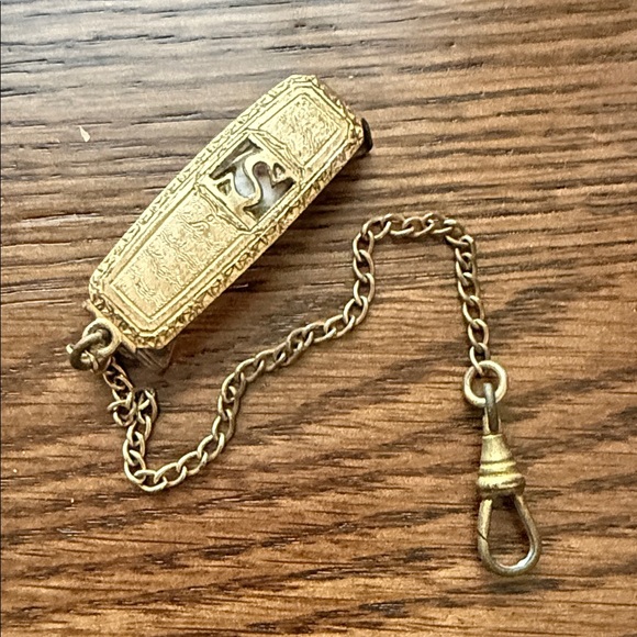 Antique Rolled Gold Plated Engraved Lawless Pocket Watch Chain - Picture 1 of 6